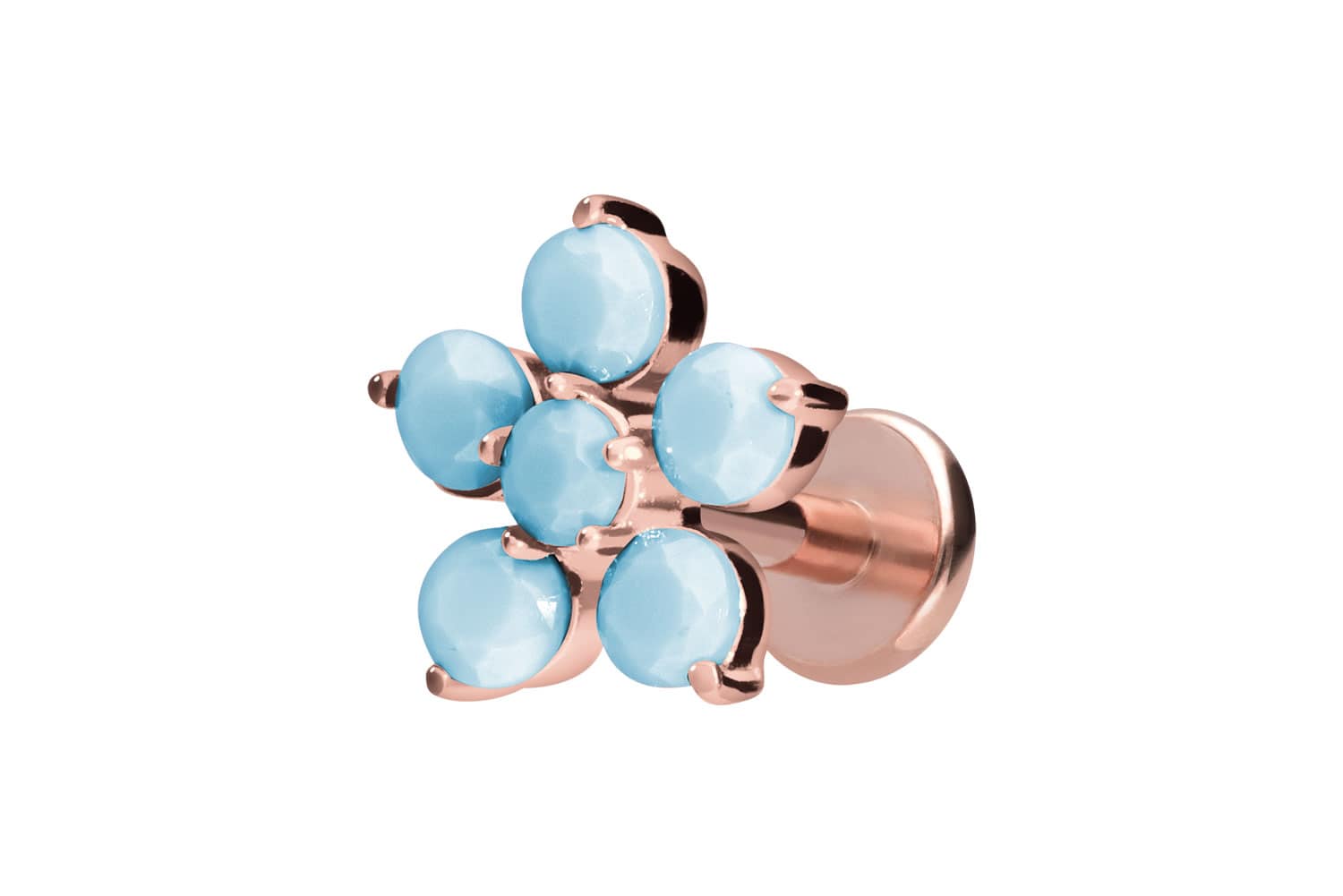 Titan Labret Piercing mit Innengewinde BLUME + SYNTHETISCHE TÜRKISE